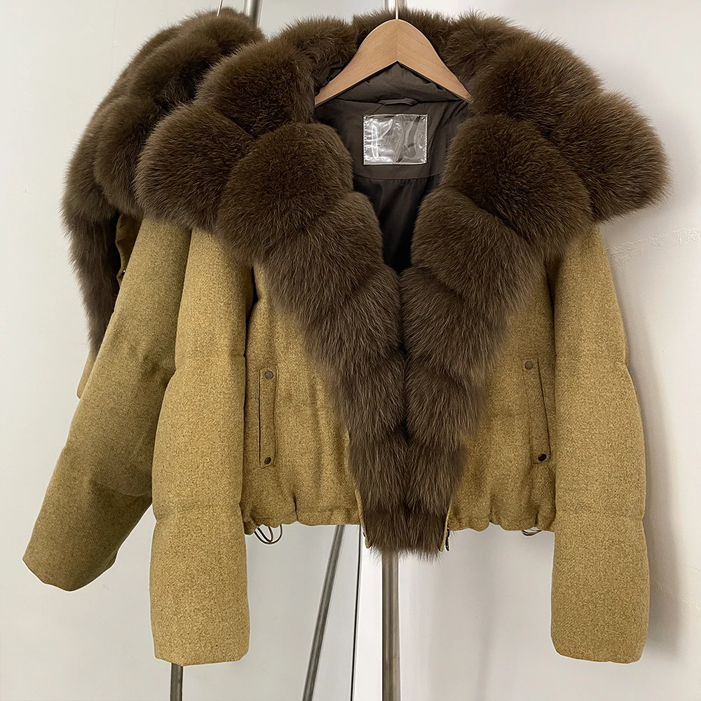 OFTBUY chaqueta de piel para mujer 2025, nuevo abrigo cálido de invierno 90% plumón de pato blanco, chaqueta acolchada gruesa de piel de zorro Natural Real de lujo para mujer