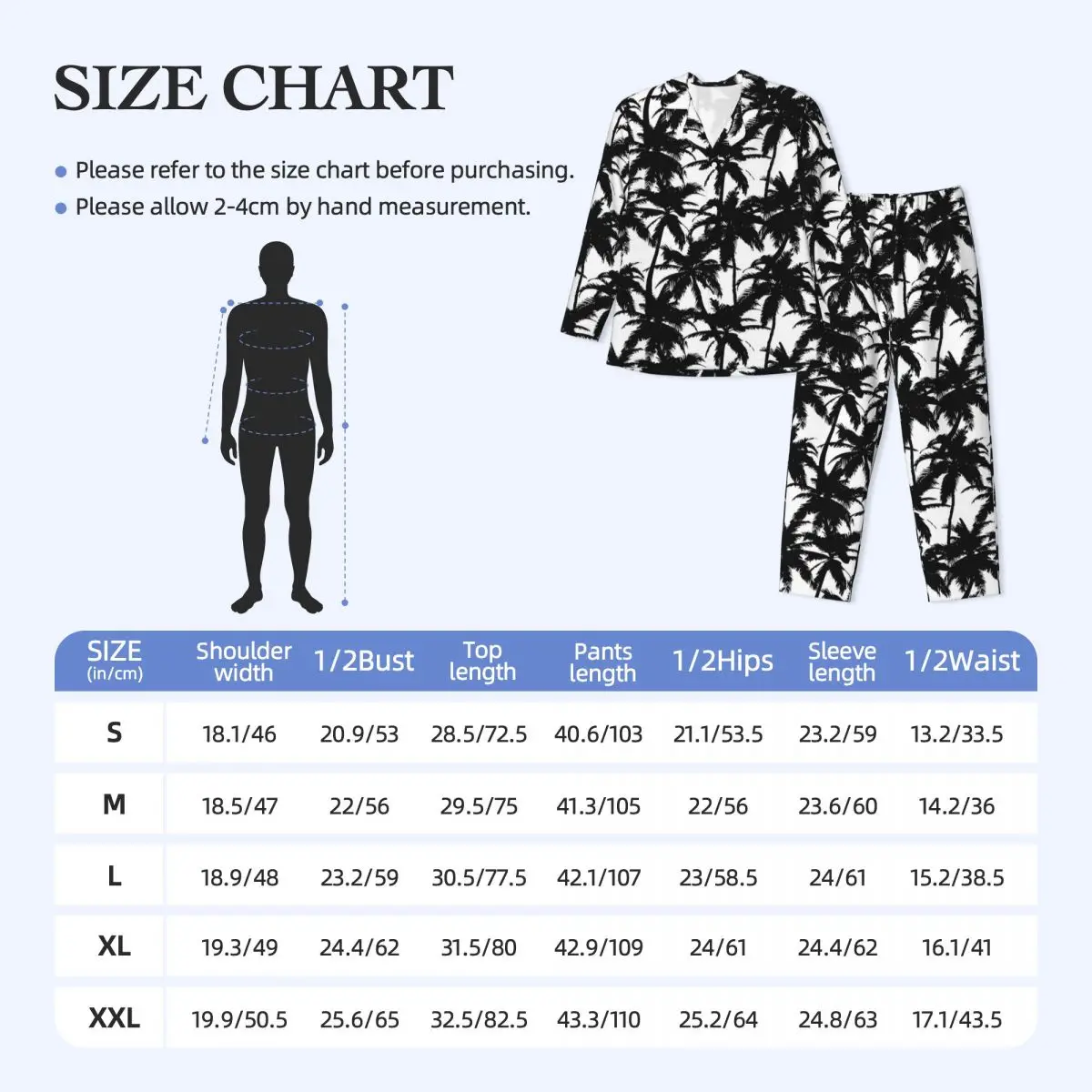 Pijamas Vintage para hombre con estampado de palmeras, ropa de dormir para dormitorio, conjunto de pijamas holgados de 2 piezas, traje para casa de gran tamaño Kawaii de manga larga