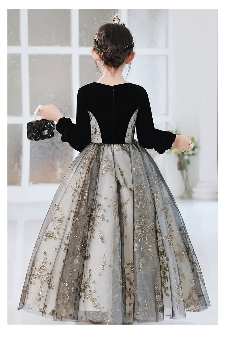 ICJAEHAO Elegant & Princess Sequined Party Dresses for Girl Vintage Evening Dress Teenage Children Kids Gala Ball Gown Infants image 5