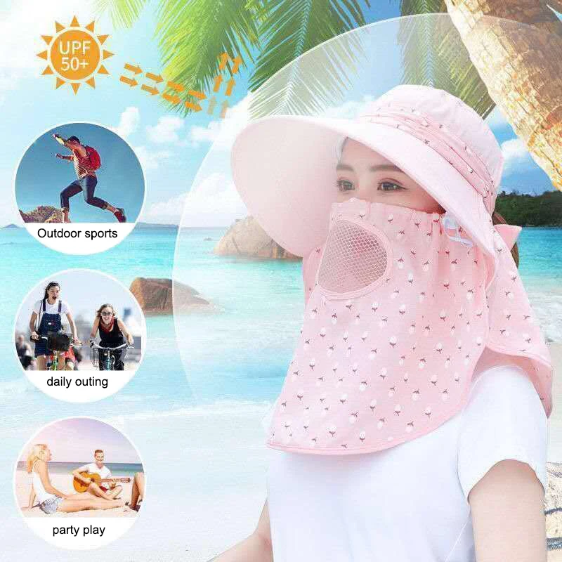 Sun Hat Female Summer Hat Cover Face Breathable Sun Hat All-match Summer Hat with Big Rim Anti-ultraviolet Cycling Sunhat