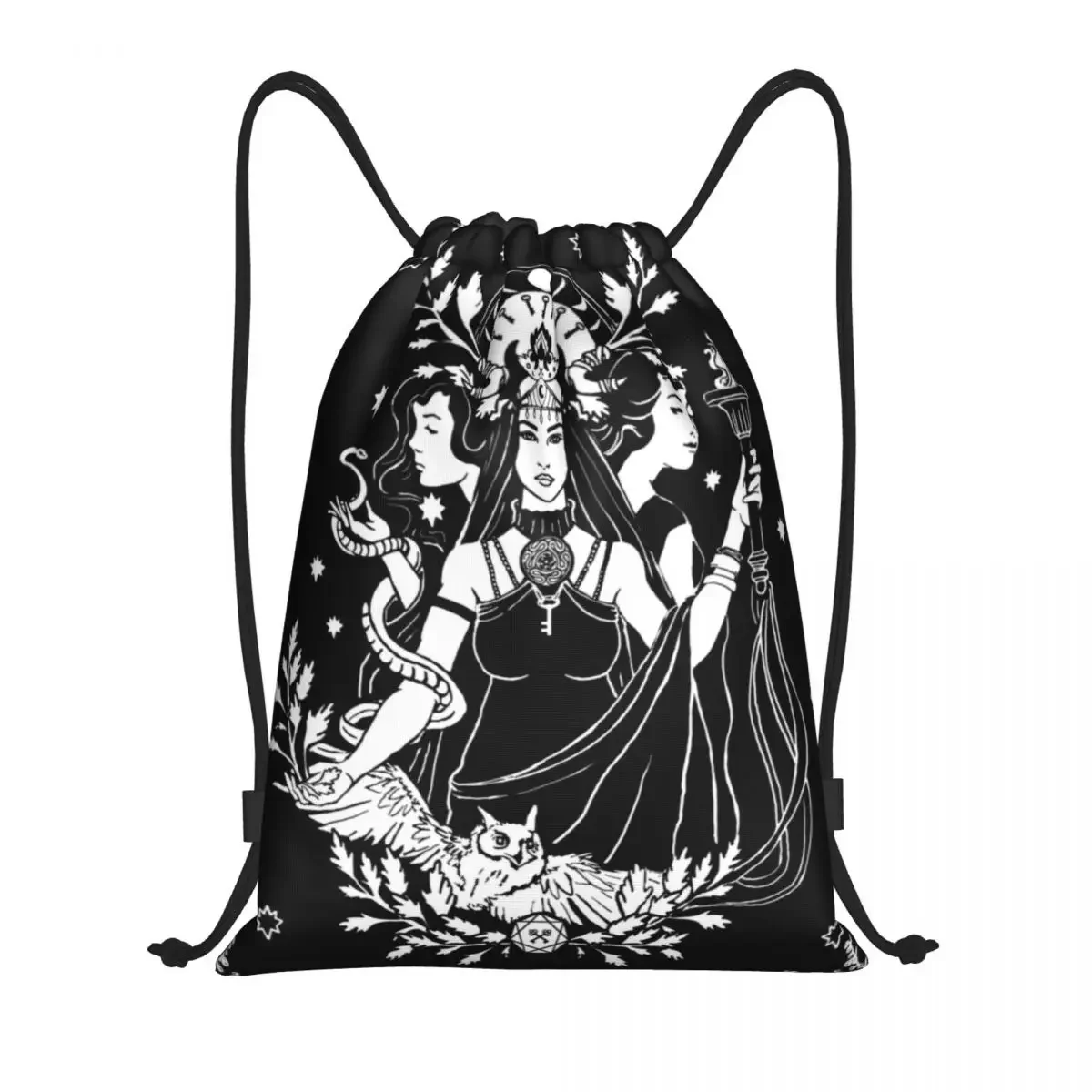 

Hekate Triple Goddess Drawstring Backpack Sports Gym Bag for Women Men Goth Occult Halloween Witch Training Sackpack