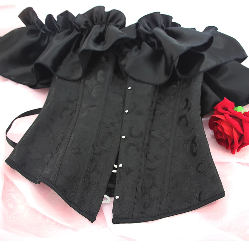 Becirzet Overbust Corset Vintage Party Bustiers Women Sexy Tops Off The Shoulder Sleeve Black Bodice Victorian Corselet