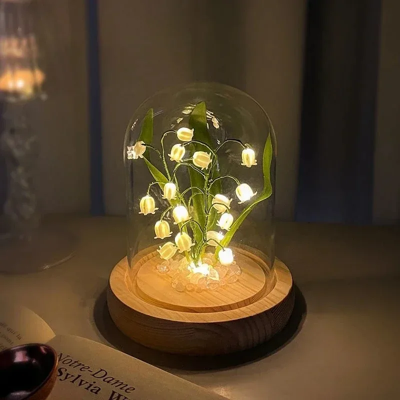 Valentine's Day Linglan Flower Nightlight Decoration Handmade DIY Material Decoration Glass Bedroom Ornament Birthday Gift