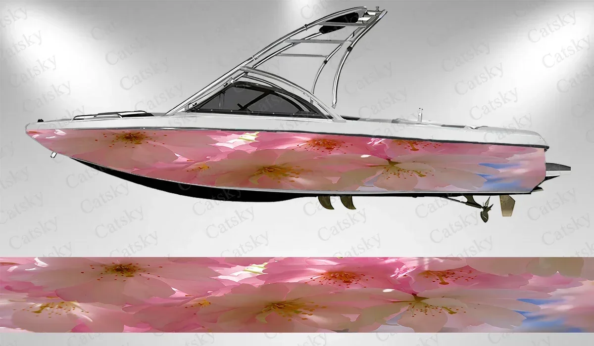 Pink Cherry Blossoms Bloom Great Boat Stickers Vinyl Boat Wrap for Pontoonman Console Deck Boat Fishing Platform Decal Sticker