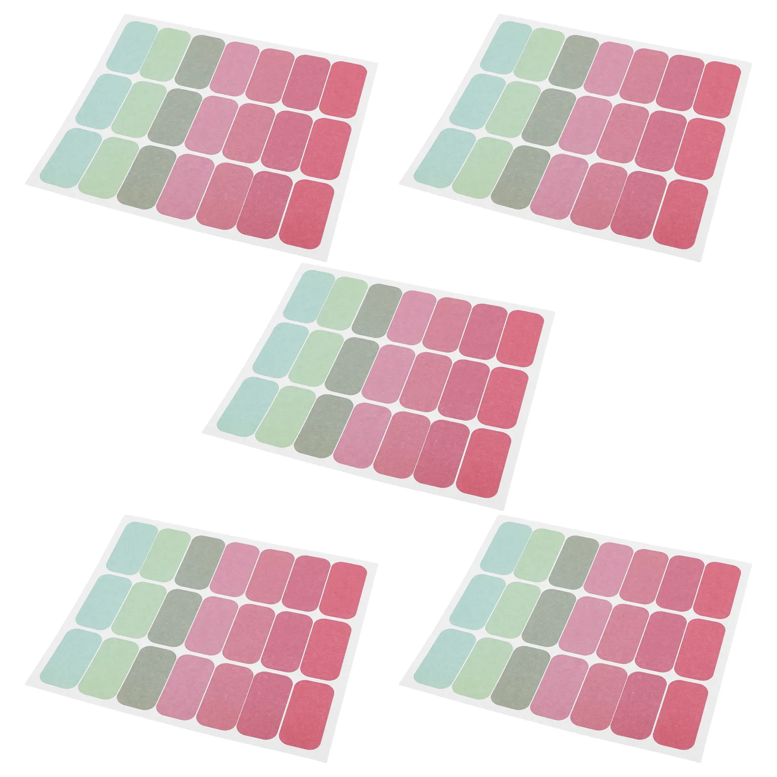 

5 листов прямоугольных цветных наклеек, самоклеящиеся пустые этикетки для упаковки, контейнеров, маркировки, школы, офиса