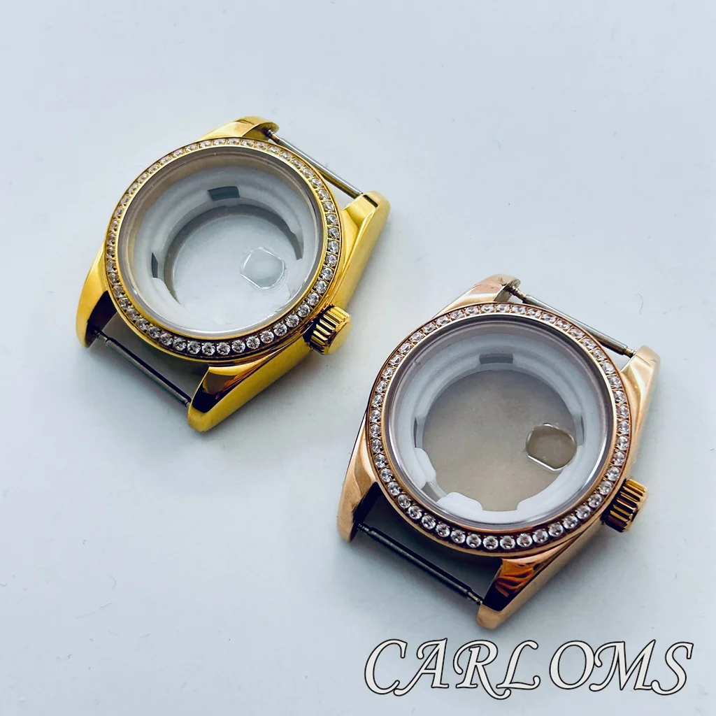 High Quality 31mm Ladies NH05 NH06 Watch Case Silver Gold Rose Gold Solid Stainless Steel Jewelry Bezel Sapphire Glass Watch Par