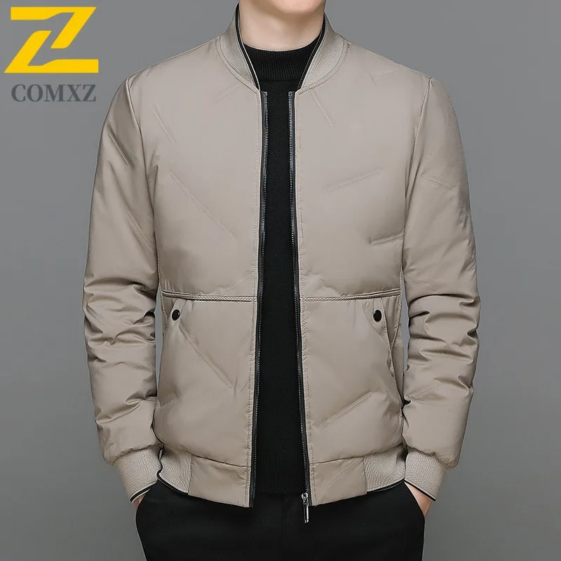COMXZ Parker Coat Business High-End Lightweight Short Warm Travel Puffer Jacket Street Minimalist Winter Jacket Men's Clothing