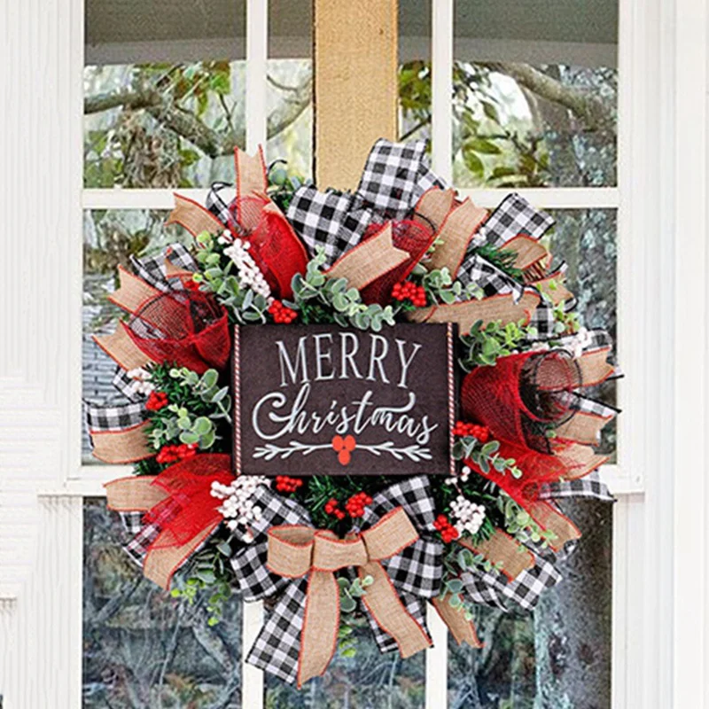 17.7Inch Christmas Wreath Xmas Door Garland Hanging Oranments Merry Christmas Decoration For Home Navidad Door Pendant