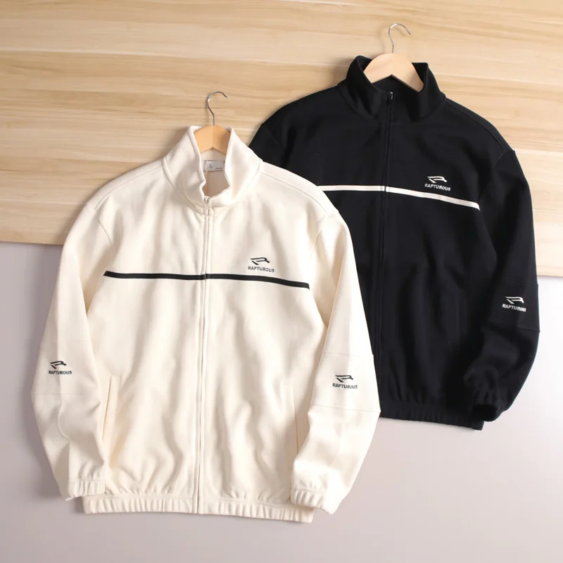 

Sli Men's Knitted Baseball Jaet Autumn Winter Stand Collar Color Blo Striped Spor Casual Open Cardigan Coat Trendy