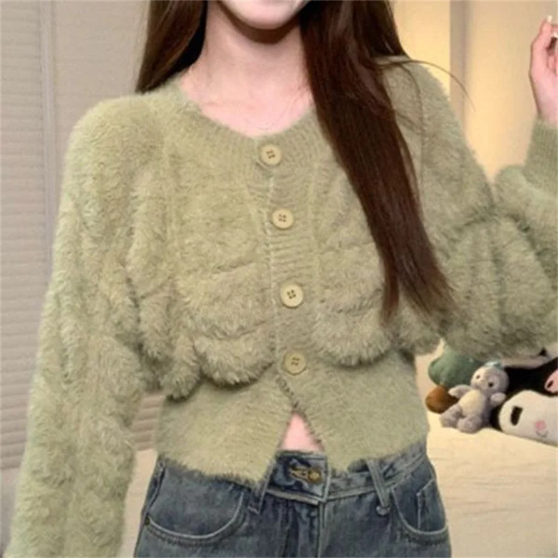 Women's Sweater Casual New Style Solid Color Round Neck Women's Jumpsuit Women's Soft Knitted Cardigan 2024 Autumn/winter A235