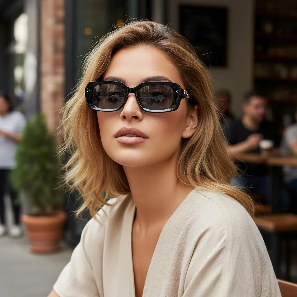 Personalisierte quadratische Retro-Sonnenbrille der Spitzenklasse für Herren und Damen, Edelstein-Sonnenbrille, modische Sonnenschutz-Sonnenbrille 9656-1