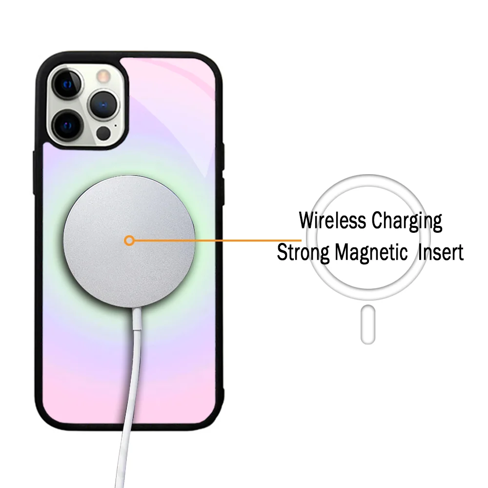 Funda de teléfono pasta Aura para IPhone 11, 12, 13, 14, 15 Plus Pro Max, cubierta acrílica de espejo para carga inalámbrica Magsafe