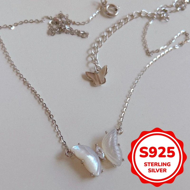 

S925 pure silver forest butterfly necklace exquisite, sweet, cute, versatile collarbone chain