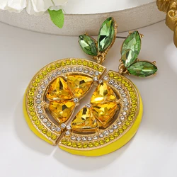 Best Lady Cute and Fun Summer Alloy Set Rhinestone Fruit Earrings Lemon Earrings for Everyday Dating Bars
