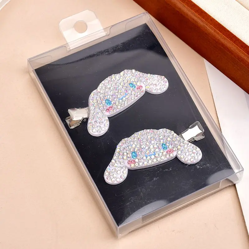 Sanrio Hello Kitty Kuromi My melody Cinnamoroll Cute Kawaii Full Diamond Side Hair Clip Creative Trendy Cartoon Headgear Gift
