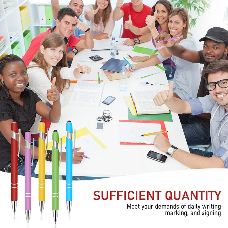 Penna a sfera retrattile con stilo 2 in 1 da 10 pezzi con punta a stilo penna a sfera con inchiostro nero penna stilo in metallo per Touch screen