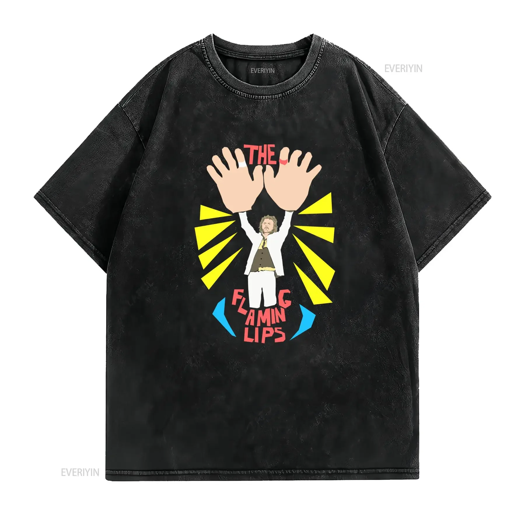 The Flaming Lips Logo T Shirt Iconic Music Group Merch with Flames Print Casual Round Neck for Concerts Attire Year vintage