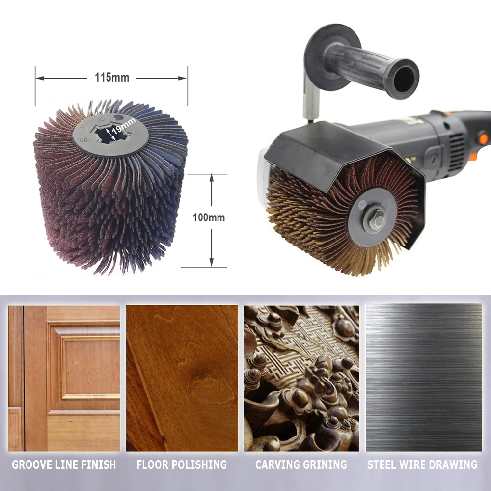 120x100x19 мм Деревообрабатывающий барабан, шлифовальные полировальные вощеные круги - абразивная проволока, полоски песочной ткани, стальная проволока, конский волос, сизаль