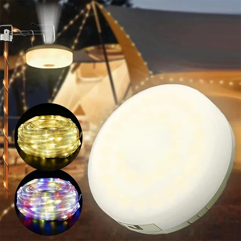 4-in-1 Camping Light LED Reel String Lights Outdoor USB Camping Lamp Recyclable LED Night Light For Garden Tent Room Decor