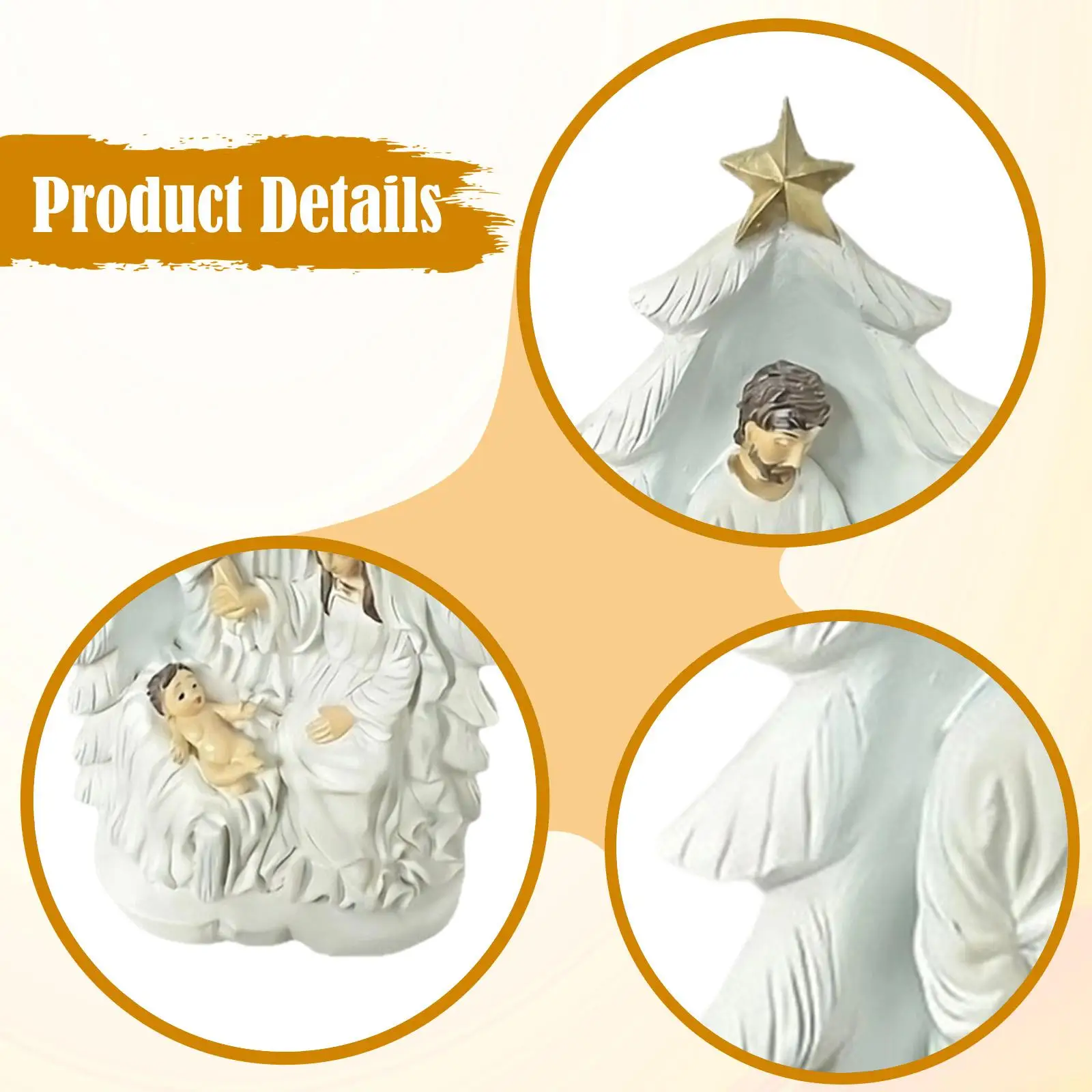 Jesus Statue Nativity Tabletop Scenes Ornament Resin Christmas Decorations for Living Room Festive Decor