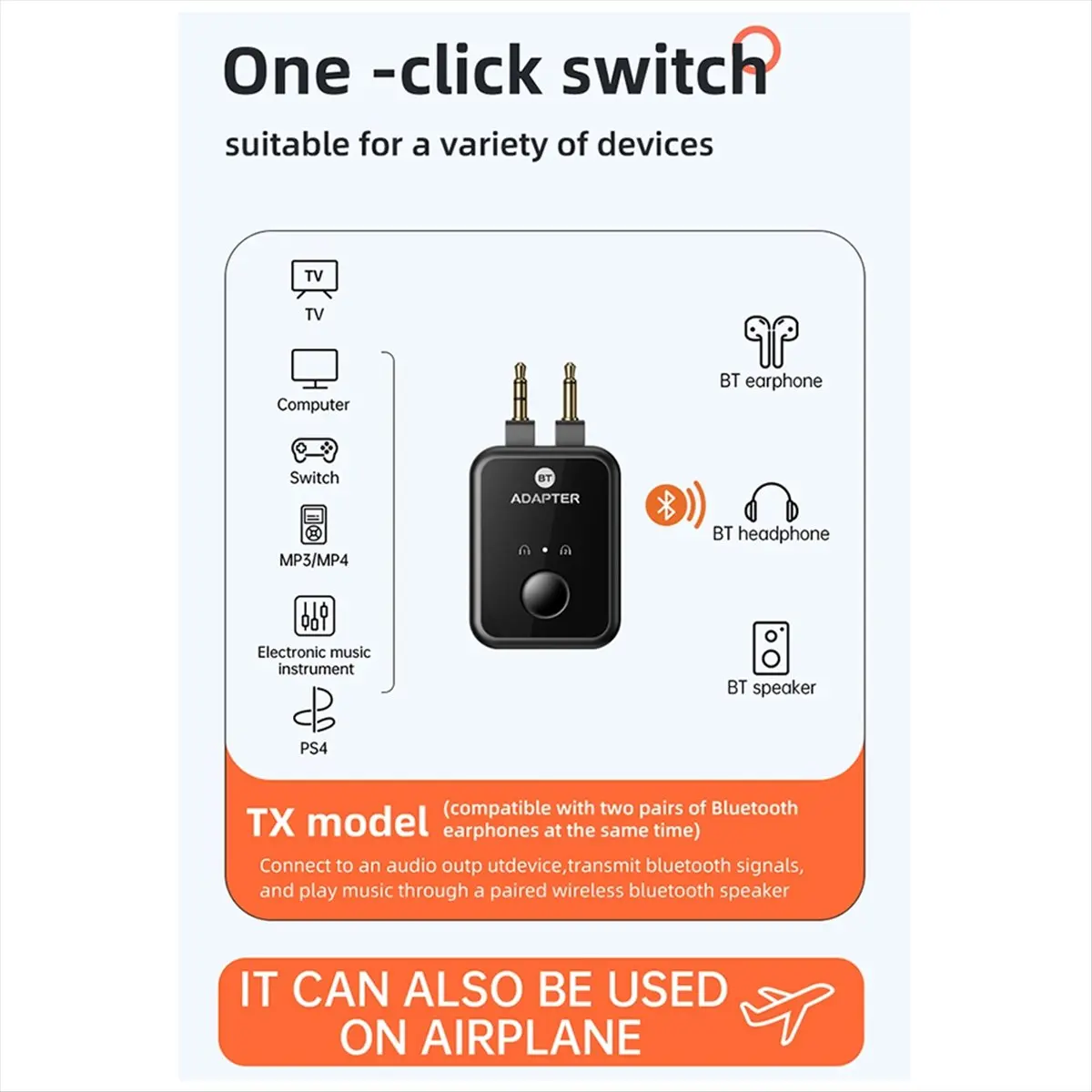Dynamic New Bluetooth Launcher Two -in -One 5.3 Non -Destructive Headset Aircraft Plug Audio Conversion Adapter 3.5mm AUX