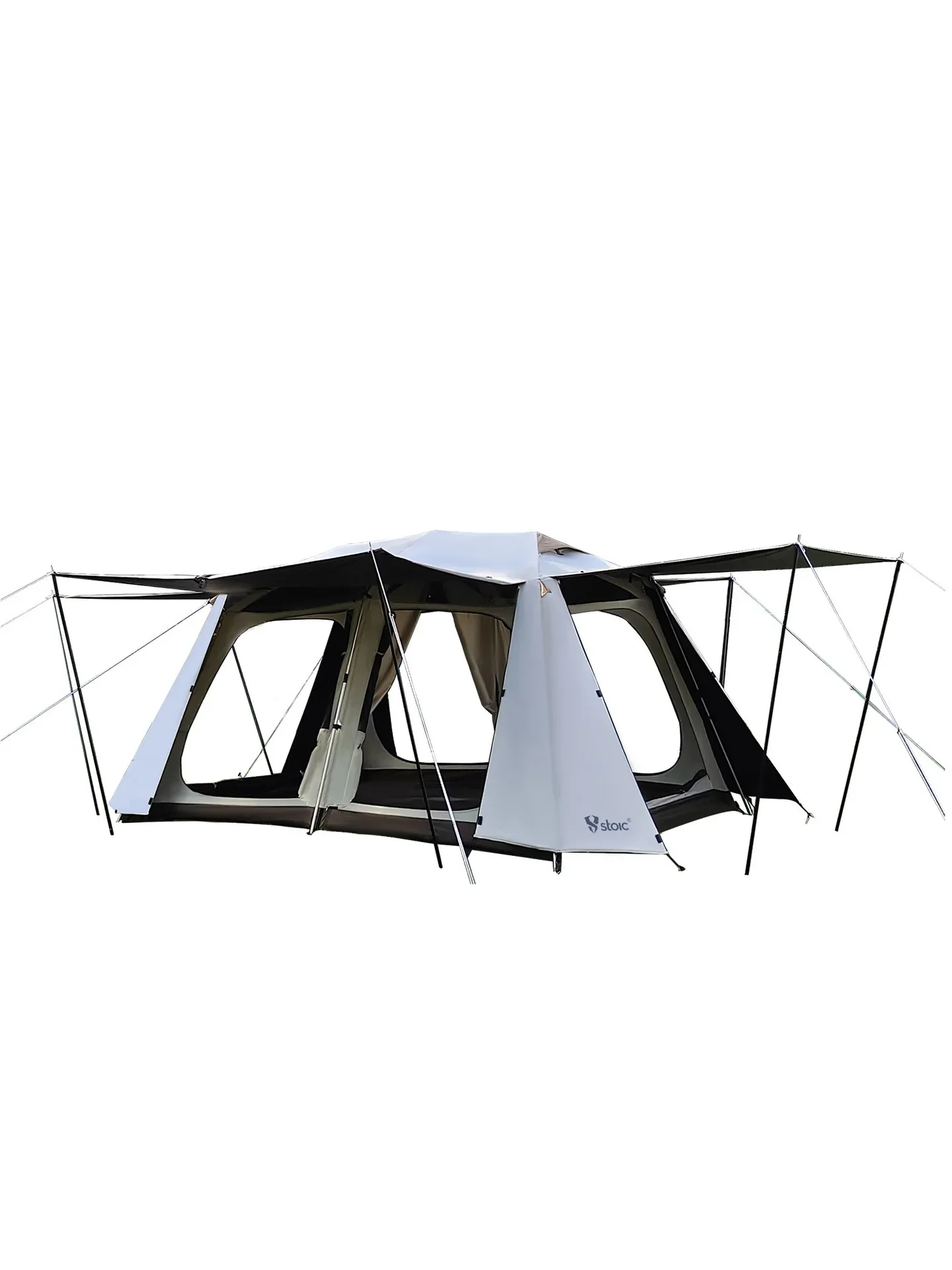 newTwo bedrooms and one living room automatic big tent vinyl thickened sunscreen rain roof 13 villa camping equipment