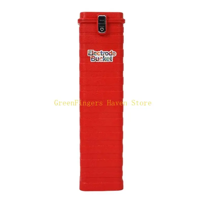 F68D Electrode Bucket with Press Lock Cover, Textured Shell, Standard Welding Electrode Storage for Daily Maintenance Use