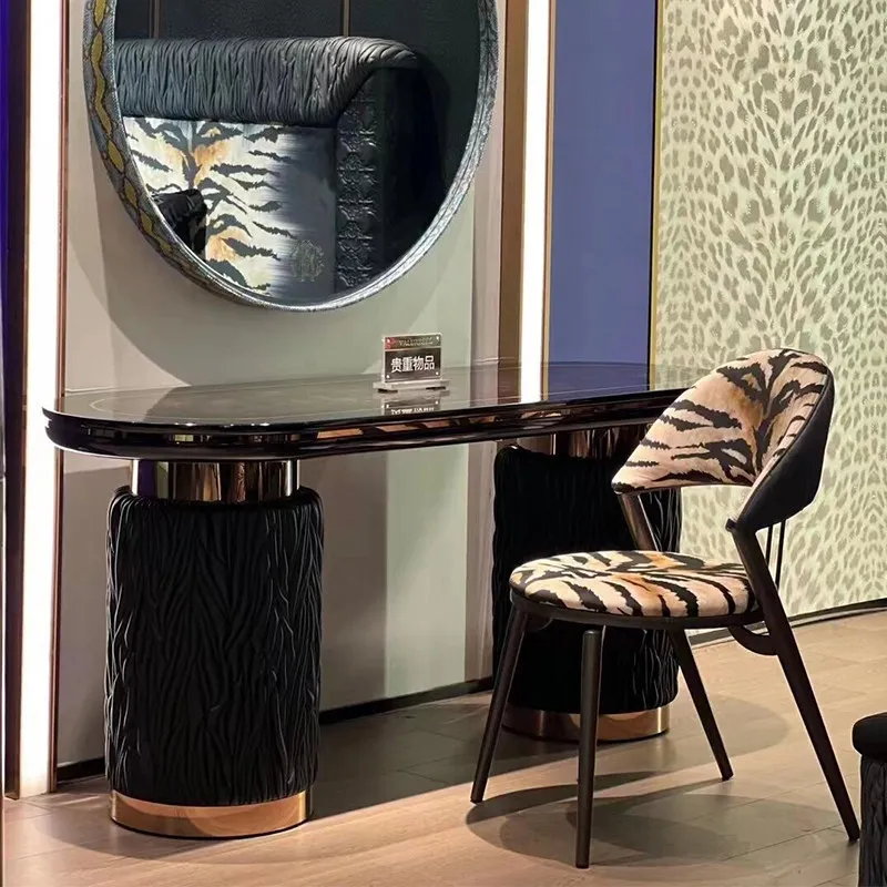 A luxurious dressing table, a master bedroom vanity in a high-end luxury villa layout