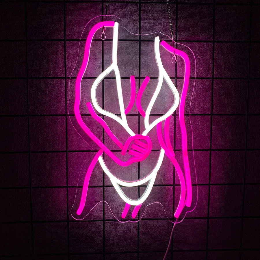 Neon Sign Of Ladies' Body, Sexy Lady Sign, Usb Power Supply, 3D Sexy Night Light, Used For Wall Decor Of Clubs And Man Caves.