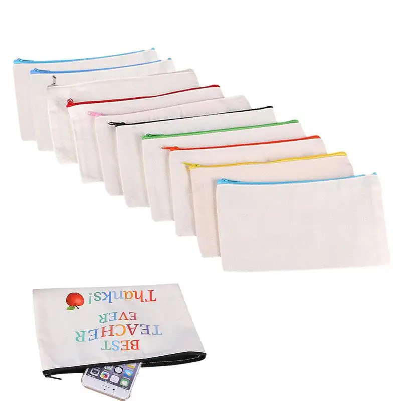 DIY Blank Fabric Bag 10 Pcs Blank DIY Craft Bag Canvas Makeup Bag Bags For Painting Children School Pencil Case For Work School