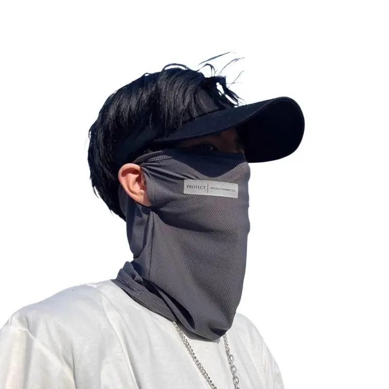Sommerliche Eisseiden-Sonnenschutzmaske für Männer und Frauen, Outdoor-Fahrrad-Gesichtsbedeckung, einfarbiger Nackenschutz, UV-Schutz, Ohren-Bandana-Schal – Detail 8