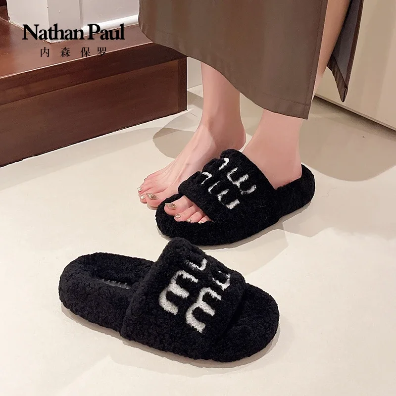 2024 new slippers women cotton mop open-toed shoes women\'s slippers trendy fashion warm winter lazy slippers