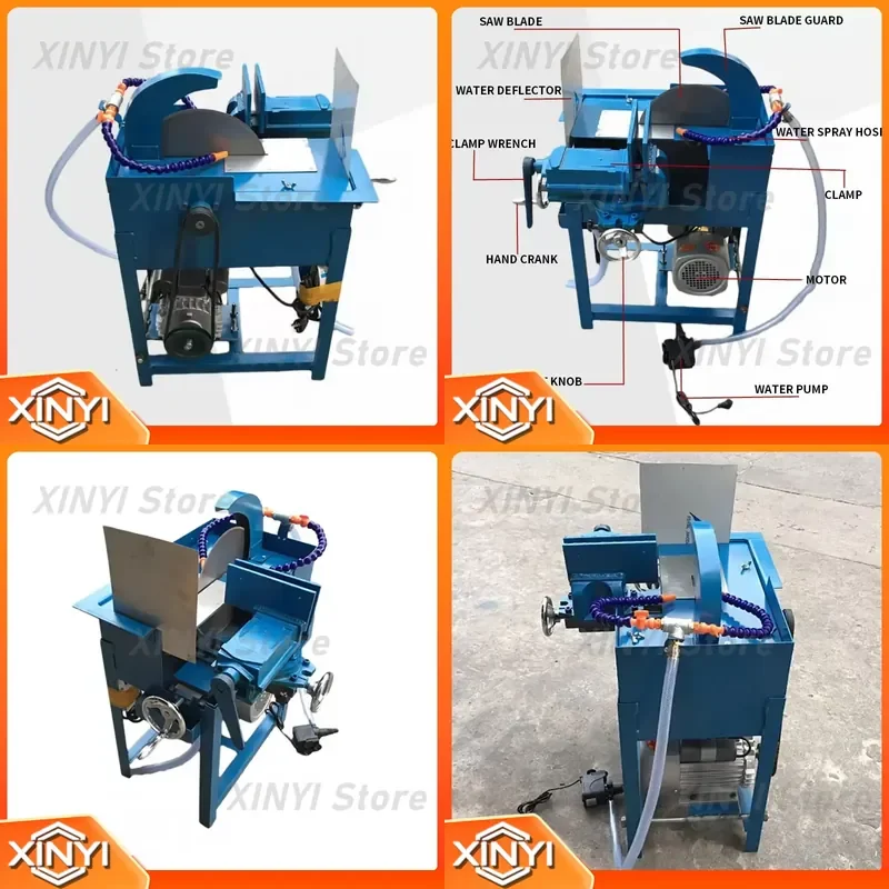 12 Inch 2200W Manual Cutting Machine for Gemstone Jade Agate Slab Stone Blank Cutting Equipment Customizable