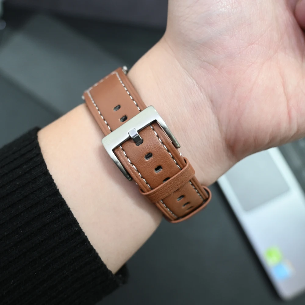 Correa de cuero sin huecos para Samsung Galaxy Watch 6 Classic, pulsera de 45mm, 47mm, 43mm, 4/5/6, 44mm, 40mm, Ajuste rápido