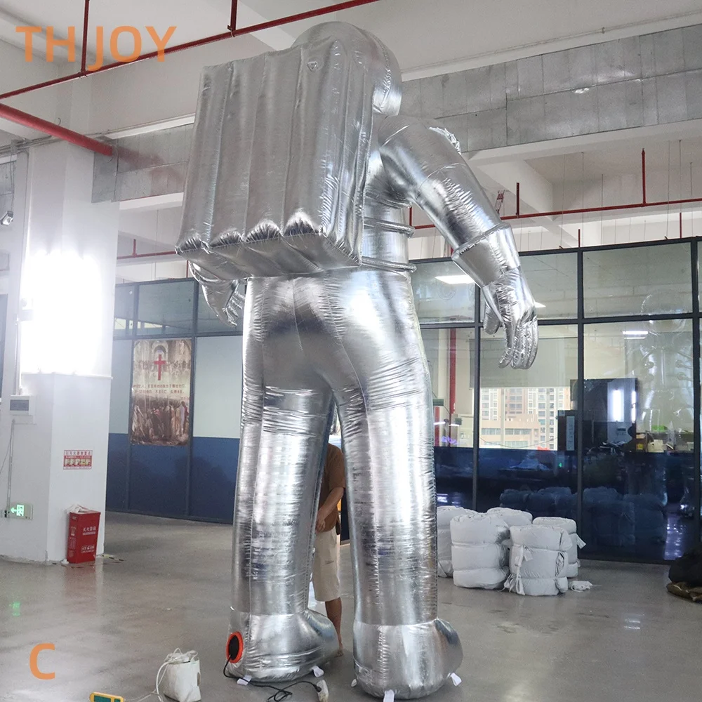 fast air ship to door,Silver shiny Advertising Inflatable Astronaut, 4m 13ft Inflatable Spaceman cartoon for outdoor Decoration