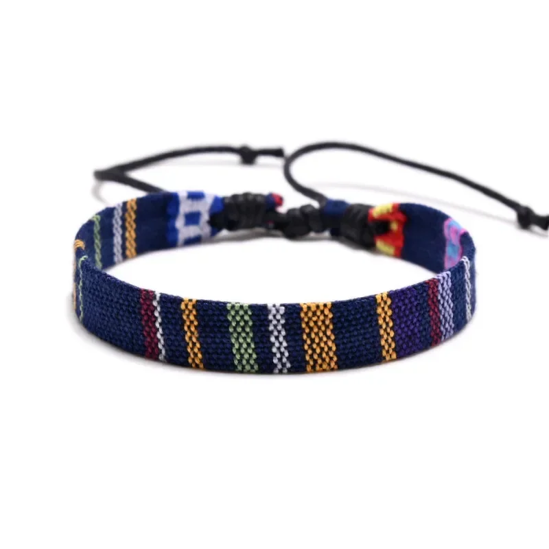 Simple Rainbow Woven Cotton Rope String Bracelet Pray Yoga Handmade Mixed Color Chic Tassel Bracelet for Men Women 2022 New