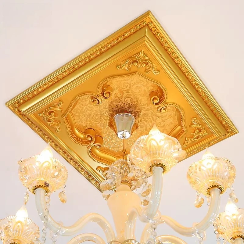 European lamp pool light panel decoration, living room ceiling plaster board ceiling shape pvc plaster line light panel, square