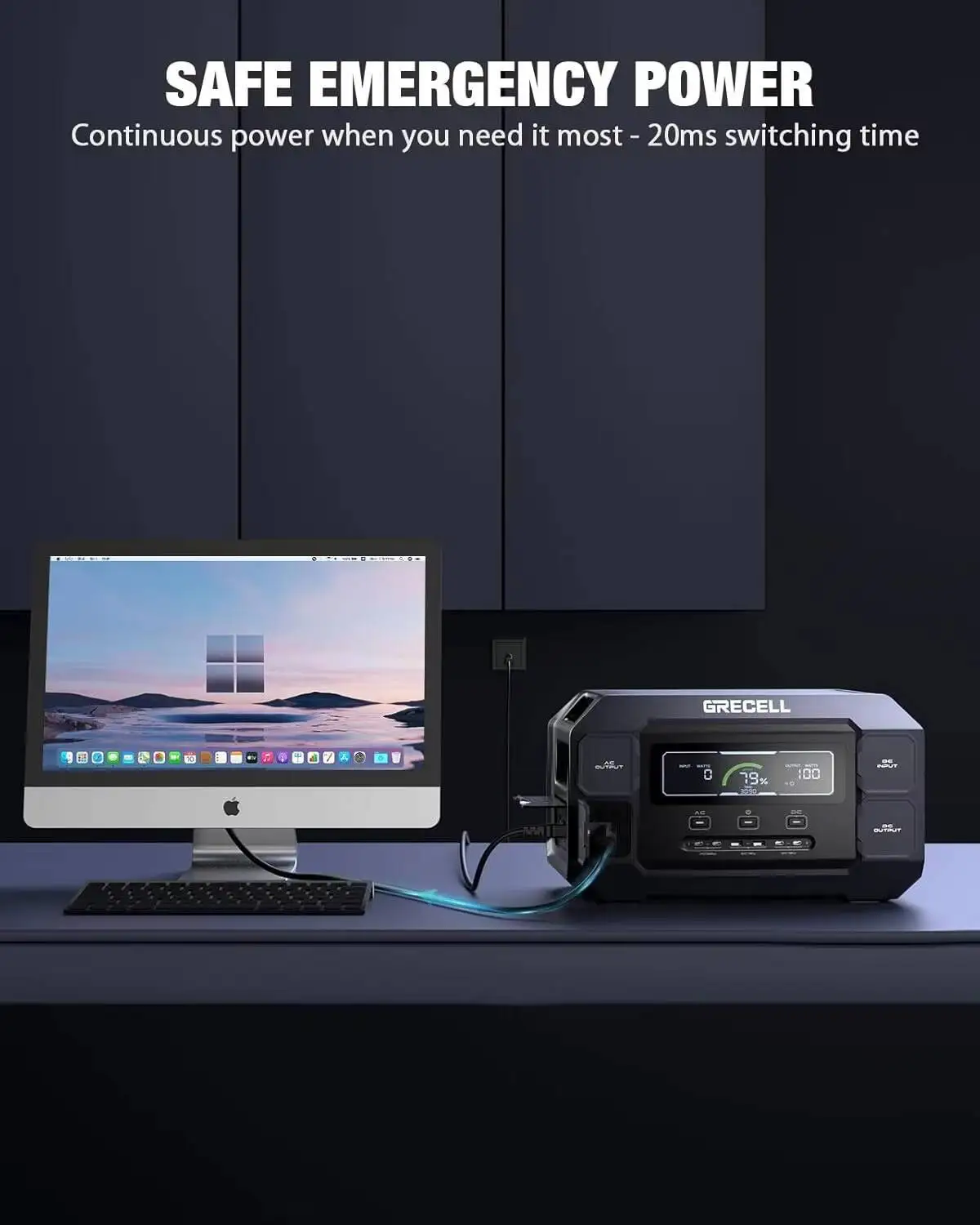 Портативная электростанция GRECELL, солнечный генератор 2200 Вт, аккумулятор LiFePO4 емкостью 1126 Втч с зарядкой переменного тока 1200 Вт и солнечной зарядкой 800 Вт, 1