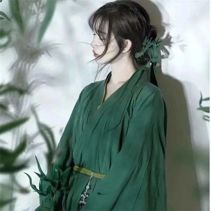 Vestido Hanfu chino antiguo para mujer, disfraz de Hada de Carnaval de Halloween, vestido de gasa verde, traje Tang Hanfu de talla grande