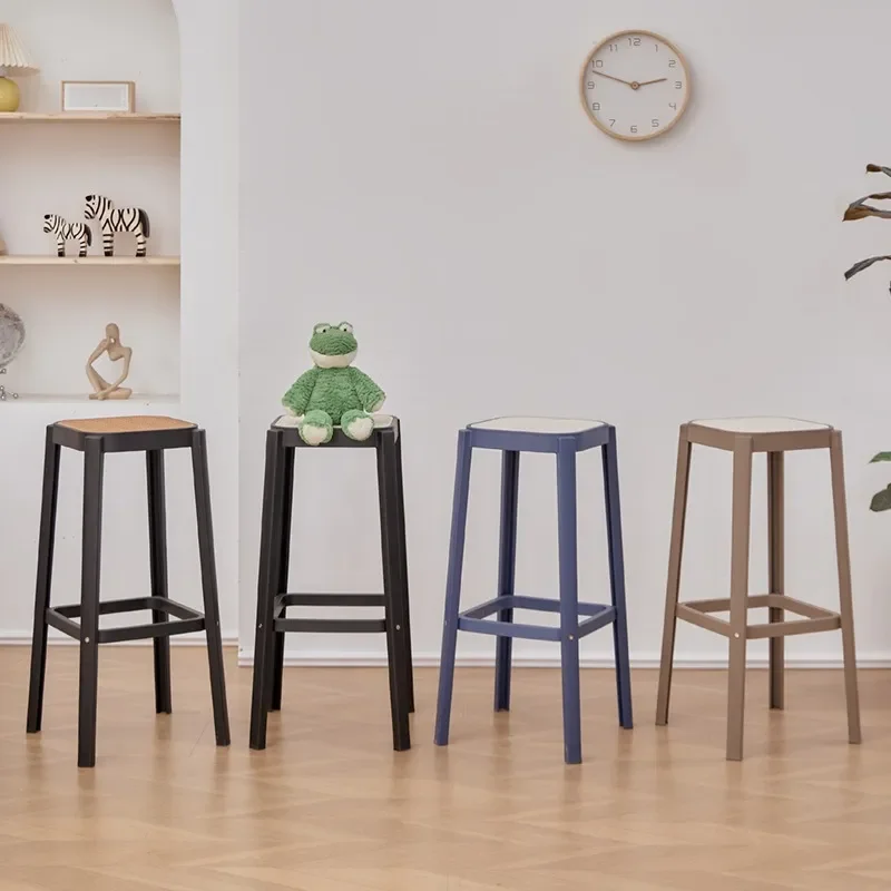 Luxury Bar Stool High Chair for Cafe Home Front Desk Hollow Plastic Seat Modern Beverage Shop Counter Stools Trendy Design