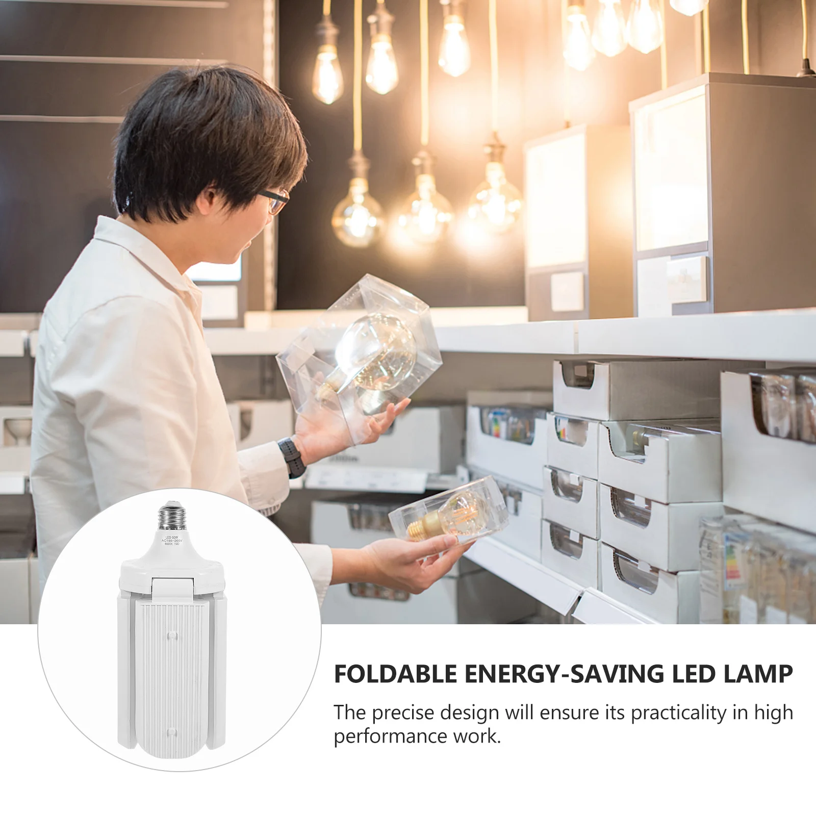 

1pc Energy Saving Led Lamp 4-Leaf Folding Super Bright Light Durable For Home Garage Office Basement Use