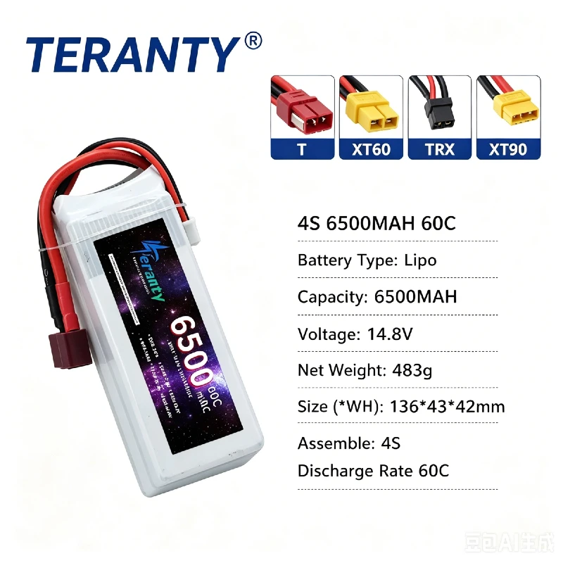 4S 14.8V 6500mAh 60C/80C LiPo Battery XT60U-F XT90 Deans for FPV Drone Helicopter Airplane