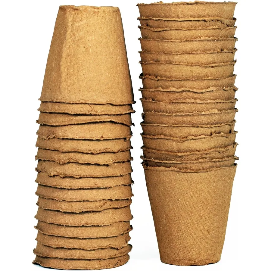 

4 Naked Pots Large Natural Plantable Seed Starter Pots OMRIListed Biodegradable for Seedlings Enhanced Aeration Earth Friendly