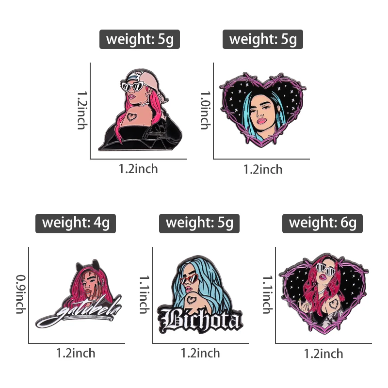 etro Mexican Metal Hat Pin Enamel Pins Cartoon POP Singer Girls Heart Shape Badge Golf Cap Baseball Cap Clip Badge Jewelry Pins