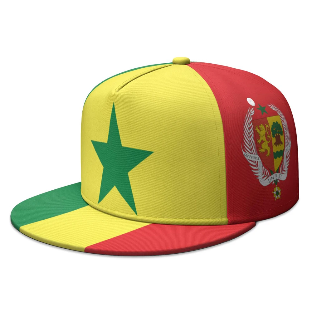 Senegal Flat Brimmed Cap Custom Made Name Number Logo Hip-hop Hat Nation Flag Sn French Country College Print Photo Headgear