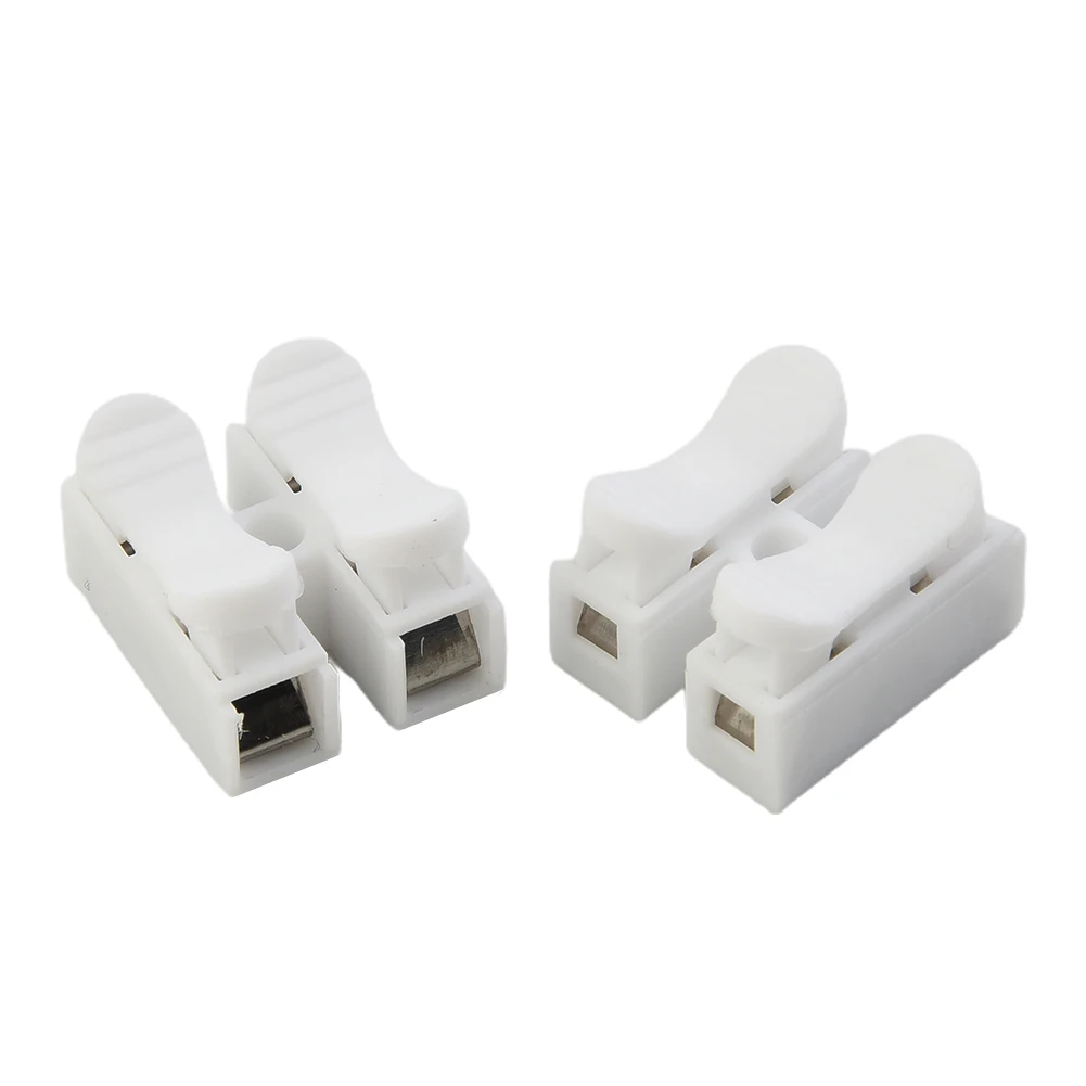 20pcs CH2 Spring Terminal Block for LED Strip Power Wiring 2-Pin DIN Interface 220V 1A Rated Fire Resistant PP Insulated Housing