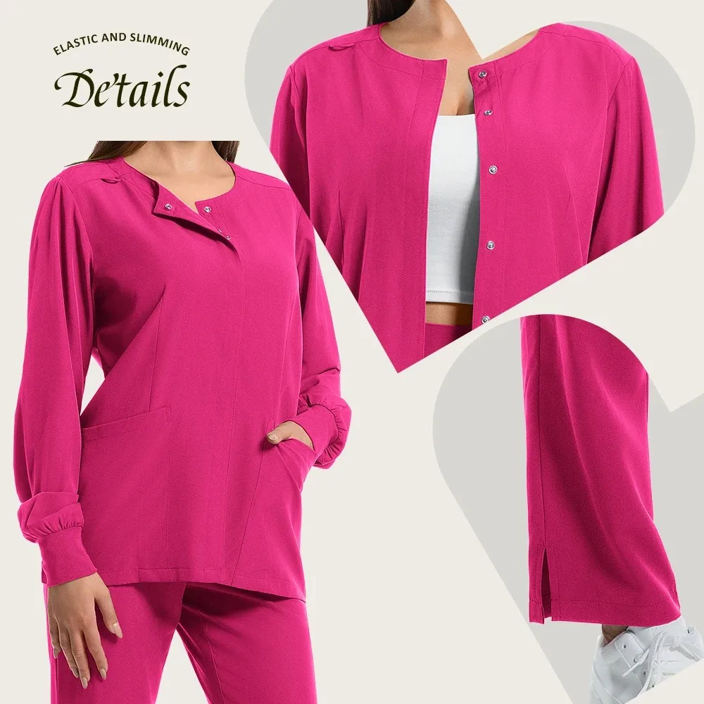 新着 レディース ユニフォーム トップス パンツ 長袖 メディカルスクラブ ユニフォーム 長袖 看護スクラブセット Vネック ドクター 病院ユニフォーム