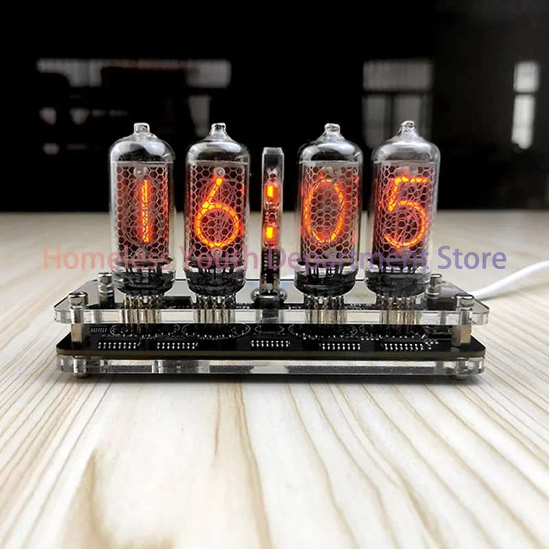 4-stellige IN-8 Nixie Glow Tube Clock IN8 mit Fernbedienung, LED-Hintergrundbeleuchtung