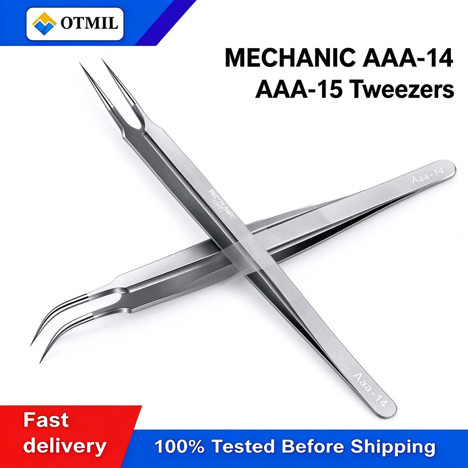 MECHANIC AAA-14 AAA-15 Extended Tweezers High Hardness Stainless Steel Anti-static Tweezers For PCB IC Mainboard Repair Work