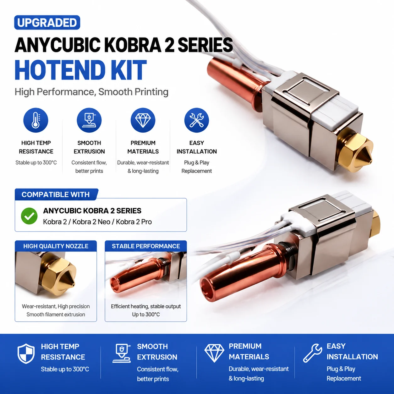 Upgrade-Hotend für Anycubic Kobra 2 Thermistor-Heizpatrone 0,4mm Druckkopf Hot End für Kobra2 Plus/Neo/Pro/Max 3D-Drucker – Detail 3